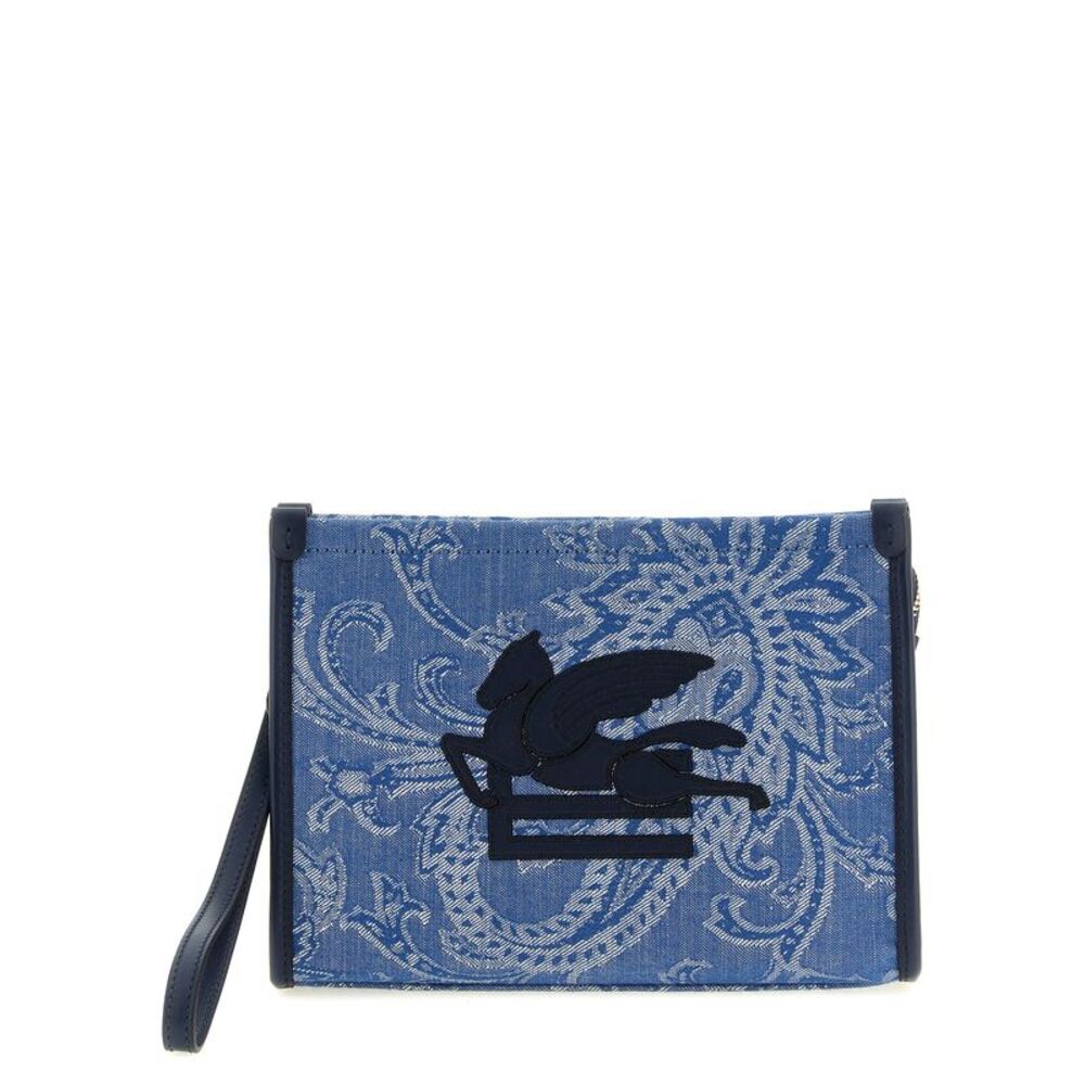 Etro Blue Cotton Clutch Women's Bag